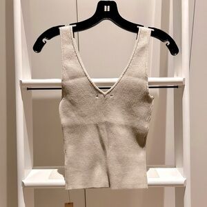 Reformation Ran Cotton Novelty Sweater Tank in brown/grey neutral XS 0/2 NEW